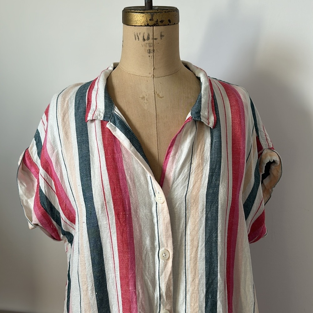 Thread and Supply linen blend Dress striped tunic Casual L - Picture 4 of 9